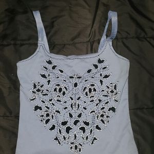 women med light blue tank EXPRESS